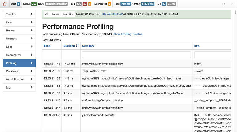 nystudio107 | Profiling your Website with Craft CMS 3's Debug Toolbar